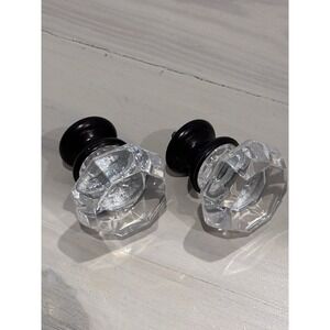 Round Acrylic Crystal Curtain Rod Finials Oil Rubbed Bronze Base Set